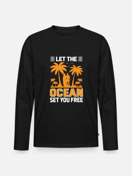 Laissez l’océan vous libérer. - T-shirt manches longues Premium bio Homme - noir