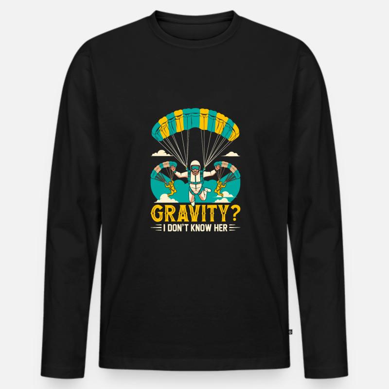 Gravity? I don't know her. - Men's Premium Organic Long Sleeve Shirt - black
