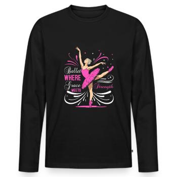 Ballett: Wo Anmut auf Kraft trifft - Männer Premium Bio Langarmshirt - Schwarz - Vorne - Nico (187cm)