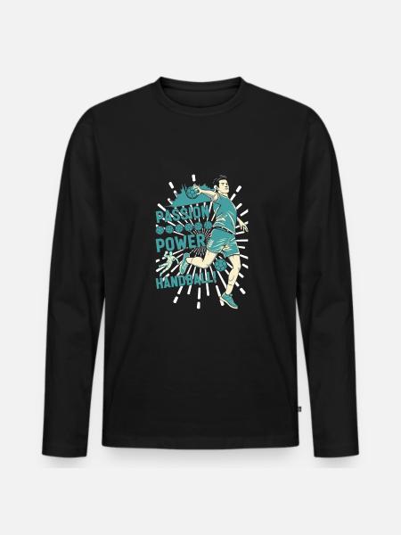 Passion, Power, Handball! - Men's Premium Organic Long Sleeve Shirt - black