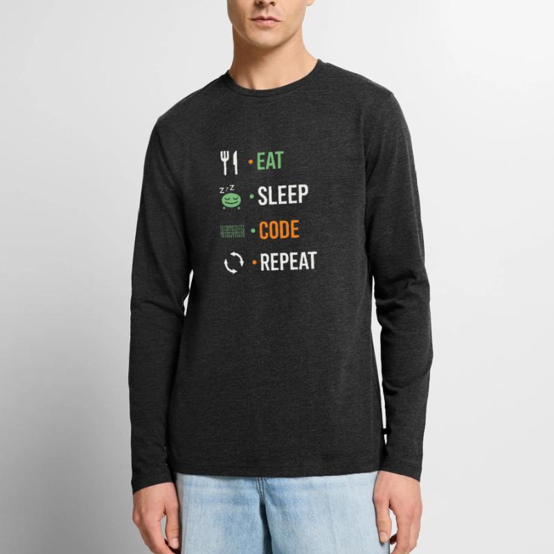 Manger, dormir, coder, répéter. T-shirt manches longues Premium bio Homme