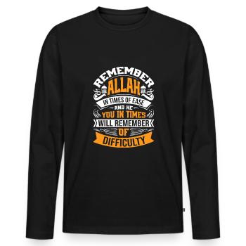 Souvenez-vous d’Allah dans les moments de facilité et Il se souviendra - T-shirt manches longues Premium bio Homme - noir - Devant - Nico (187cm)