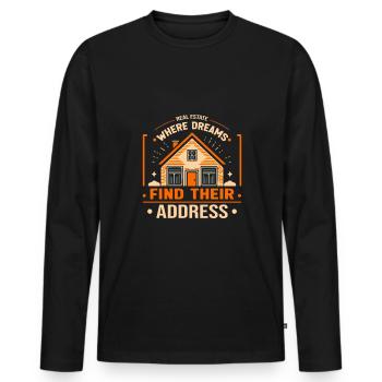 Immobilien: Wo Träume ihre Adresse finden. - Männer Premium Bio Langarmshirt - Schwarz - Vorne - Nico (187cm)
