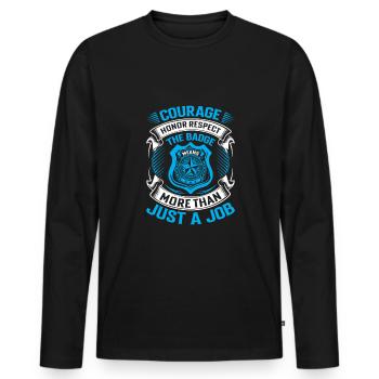 Mut, Ehre, Respekt: Das Abzeichen bedeutet mehr als - Männer Premium Bio Langarmshirt - Schwarz - Vorne - Nico (187cm)