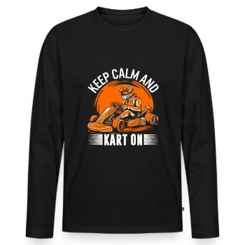 Keep calm and kart on! - Men's Premium Organic Long Sleeve Shirt - black - Front - Nico (187cm)