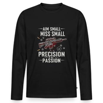 Viser petit, rater petit – la précision est ma passion ! - T-shirt manches longues Premium bio Homme - noir - Devant - Nico (187cm)
