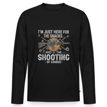 I’m just here for the snacks… and the shooting, of - Men's Premium Organic Long Sleeve Shirt - black - Front - Nico (187cm)