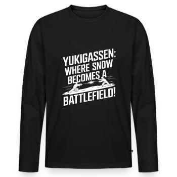 Yukigassen : Là où la neige devient une bataille ! - T-shirt manches longues Premium bio Homme - noir - Devant - Nico (187cm)