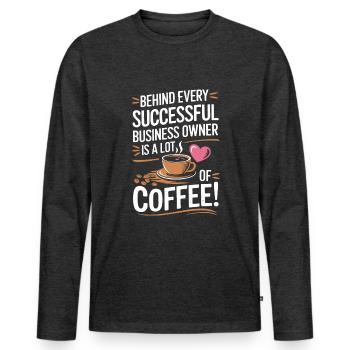Hinter jedem erfolgreichen Unternehmer steckt eine Menge - Männer Premium Bio Langarmshirt - Anthrazit meliert - Vorne - Nico (187cm)