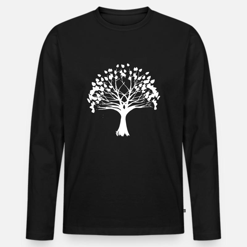 Der weiße Baum - Männer Premium Bio Langarmshirt - Schwarz