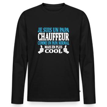 Je suis un papa chauffeur - T-shirt manches longues Premium bio Homme - noir - Devant - Nico (187cm)