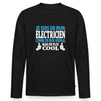 Je suis un papa électricien - T-shirt manches longues Premium bio Homme - noir - Devant - Nico (187cm)