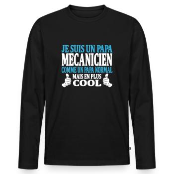 Je suis un papa mécanicien - T-shirt manches longues Premium bio Homme - noir - Devant - Nico (187cm)