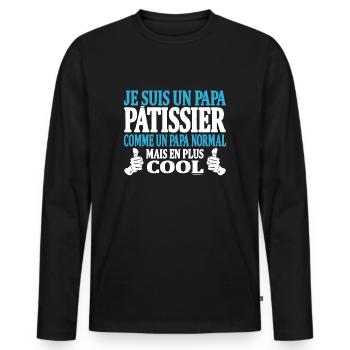 Je suis un papa pâtissier - T-shirt manches longues Premium bio Homme - noir - Devant - Nico (187cm)