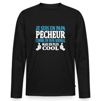 Je suis un papa pêcheur - T-shirt manches longues Premium bio Homme - noir - Devant - Nico (187cm)