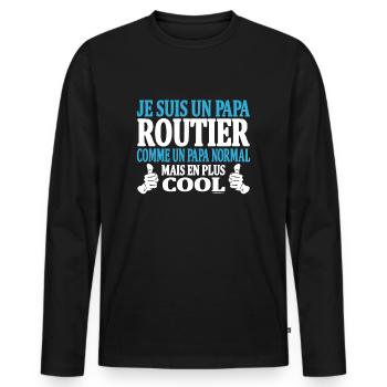 Je suis un papa routier - T-shirt manches longues Premium bio Homme - noir - Devant - Nico (187cm)