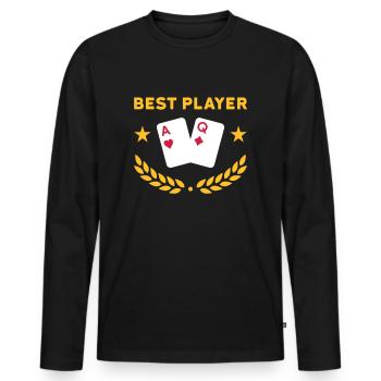 Best player (Spielkarten, Sterne, Lorbeerkranz) - Männer Premium Bio Langarmshirt - Schwarz - Vorne - Nico (187cm)