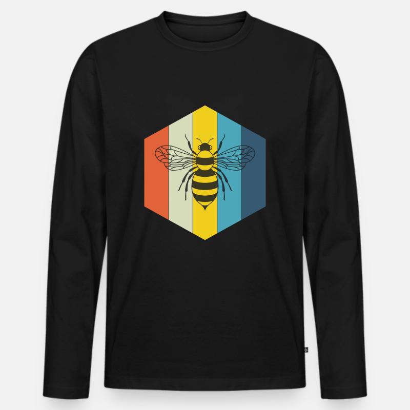 Biene Imker retro - Männer Premium Bio Langarmshirt - Schwarz