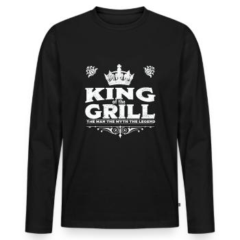Grillen König des Grills - Männer Premium Bio Langarmshirt - Schwarz - Vorne - Nico (187cm)