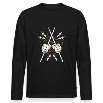 Bâtons de batteur - T-shirt manches longues Premium bio Homme - noir - Devant - Nico (187cm)