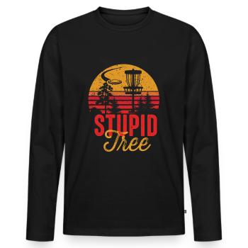 Stupid Tree Frisbee Disc Golf Design - Men's Premium Organic Long Sleeve Shirt - black - Front - Nico (187cm)