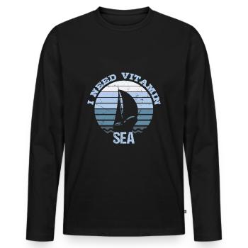 Captain sailing gift sailor sayings sea - Men's Premium Organic Long Sleeve Shirt - black - Front - Nico (187cm)