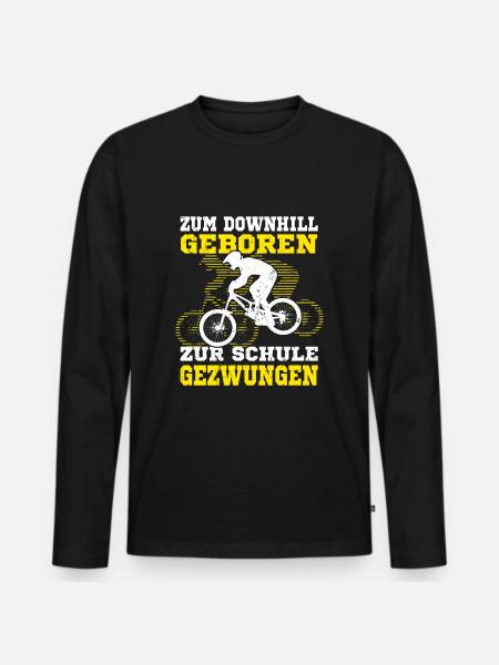 Downhill Shirt Fahrrad Spruch Mountainbike - Männer Premium Bio Langarmshirt - Schwarz