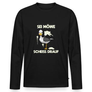 Sei Möwe, scheiß drauf Vogel - Männer Premium Bio Langarmshirt - Schwarz - Vorne - Nico (187cm)
