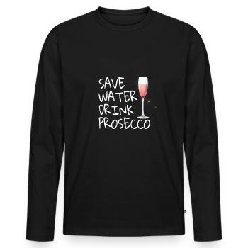 Save water drink prosecco wine alcohol - Men's Premium Organic Long Sleeve Shirt - black - Front - Nico (187cm)