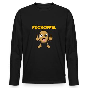 Fuckoffel Kartoffel lustig - Männer Premium Bio Langarmshirt - Schwarz - Vorne - Nico (187cm)