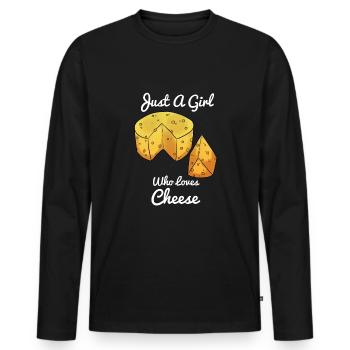 Juste une fille qui aime le fromage fromage fille - T-shirt manches longues Premium bio Homme - noir - Devant - Nico (187cm)