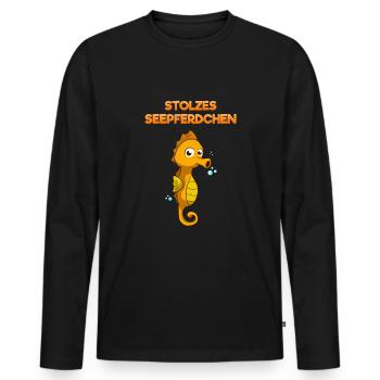 Stolzes Seepferdchen Frühschwimmer Schwimmanfänger - Männer Premium Bio Langarmshirt - Schwarz - Vorne - Nico (187cm)