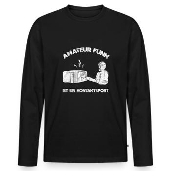 Amateurfunk ist Kontaktsport Funkamateur CB-Funker - Männer Premium Bio Langarmshirt - Schwarz - Vorne - Nico (187cm)