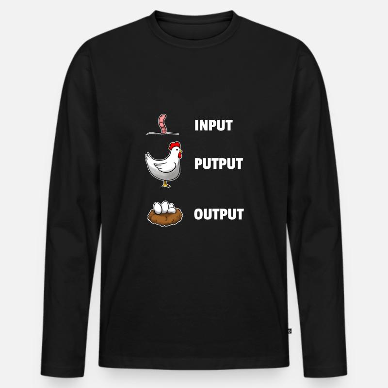 Input Putput Output Hühner Informatik - Männer Premium Bio Langarmshirt - Schwarz