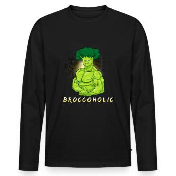 Brocoli végétalien brocoli - T-shirt manches longues Premium bio Homme - noir - Devant - Nico (187cm)