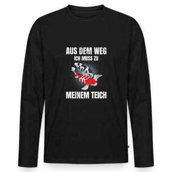 Aus dem Weg ich muss zu meinem Teich Koi Karpfen - Männer Premium Bio Langarmshirt - Schwarz - Vorne - Nico (187cm)