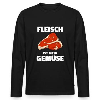 Fleisch Ist Mein Gemüse Fleischesser - Männer Premium Bio Langarmshirt - Schwarz - Vorne - Nico (187cm)