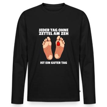 Jeder Tag ohne Zettel am Zeh ist ein guter Tag - Männer Premium Bio Langarmshirt - Schwarz - Vorne - Nico (187cm)