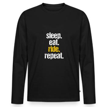 sleep eat ride repeat - Men's Premium Organic Long Sleeve Shirt - black - Front - Nico (187cm)