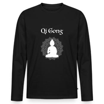Qigong Chi Gong Tai Yin Yoga Yin Yang Meditation - Men's Premium Organic Long Sleeve Shirt - black - Front - Nico (187cm)