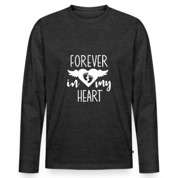 décédé bébé amour coeur tristesse adieu mort - T-shirt manches longues Premium bio Homme - anthracite chiné - Devant - Nico (187cm)