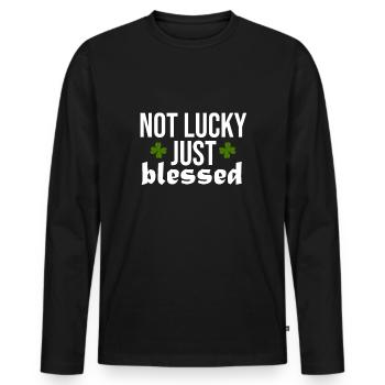 Lucky Luck Bénédiction Béni Divin - T-shirt manches longues Premium bio Homme - noir - Devant - Nico (187cm)