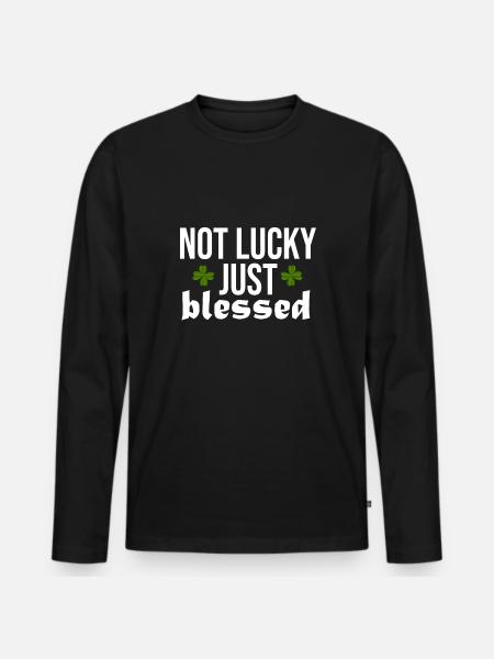 Lucky Luck Blessing Blessed Divine - Men's Premium Organic Long Sleeve Shirt - black