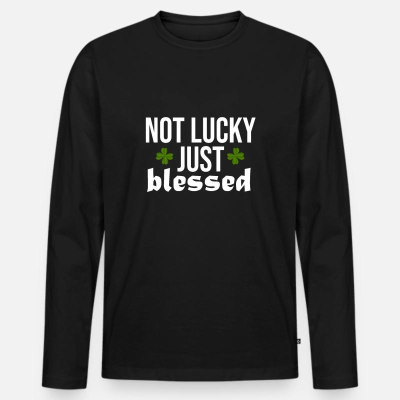 Lucky Luck Blessing Blessed Divine - Männer Premium Bio Langarmshirt - Schwarz