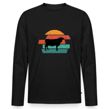 Vache Vaches agriculteurs Agriculture Bovin - T-shirt manches longues Premium bio Homme - noir - Devant - Nico (187cm)
