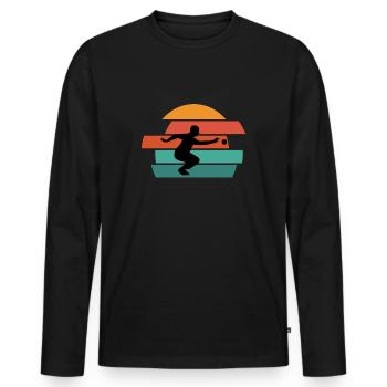 Boule Pétanque pétanque boule boule boule - T-shirt manches longues Premium bio Homme - noir - Devant - Nico (187cm)