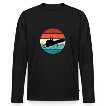 Bûcheron forestier bois scie à chaîne - T-shirt manches longues Premium bio Homme - noir - Devant - Nico (187cm)