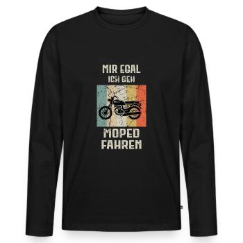 Moped Mopedfahrer Motorrad Zweirad - Männer Premium Bio Langarmshirt - Schwarz - Vorne - Nico (187cm)