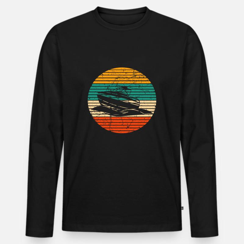 Motorboot Boot Kapitän Bootfahren - Männer Premium Bio Langarmshirt - Schwarz