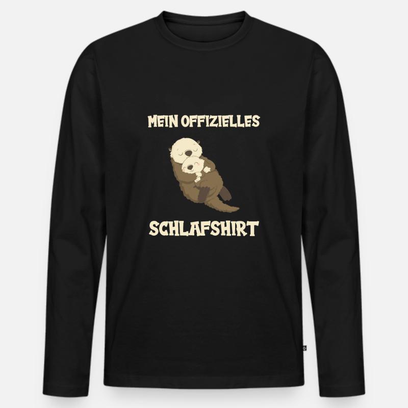 Schlafender Otter Schlafshirt - Männer Premium Bio Langarmshirt - Schwarz